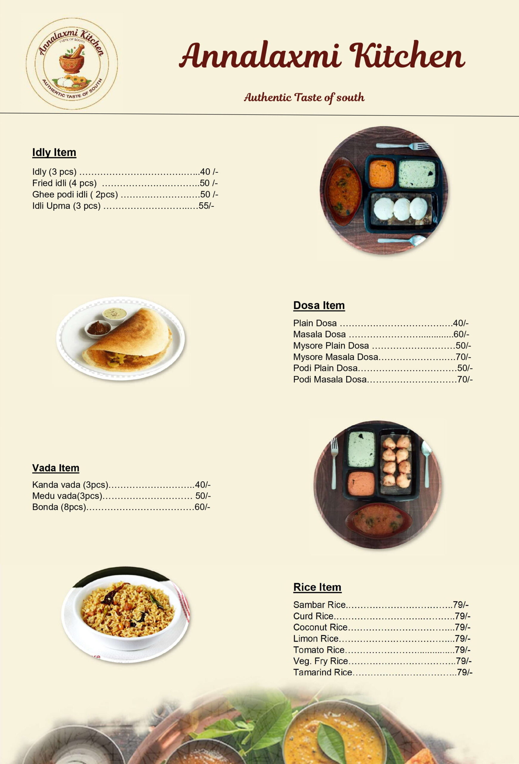 annalaxmi kitchen menu page 1